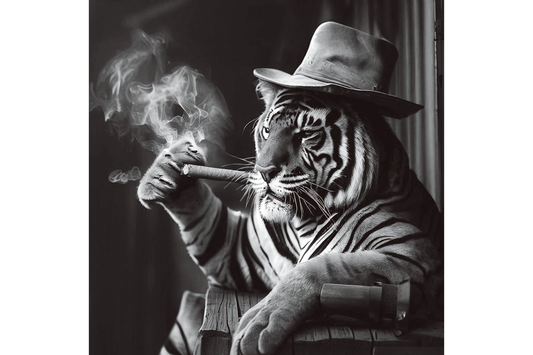 Smoking Tiger Wall Art - Mini