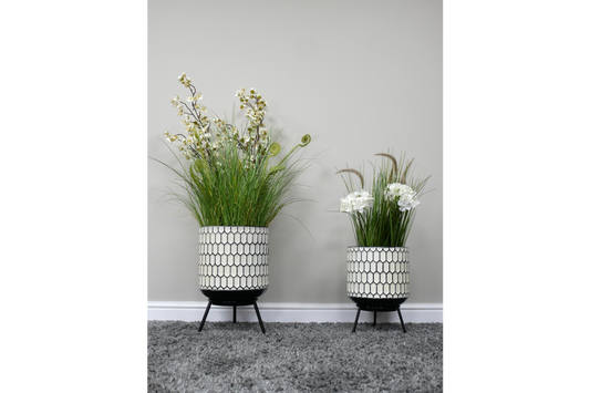 Set Of 2 Monochrome Planters
