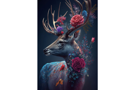 Flower Deer Wall Art