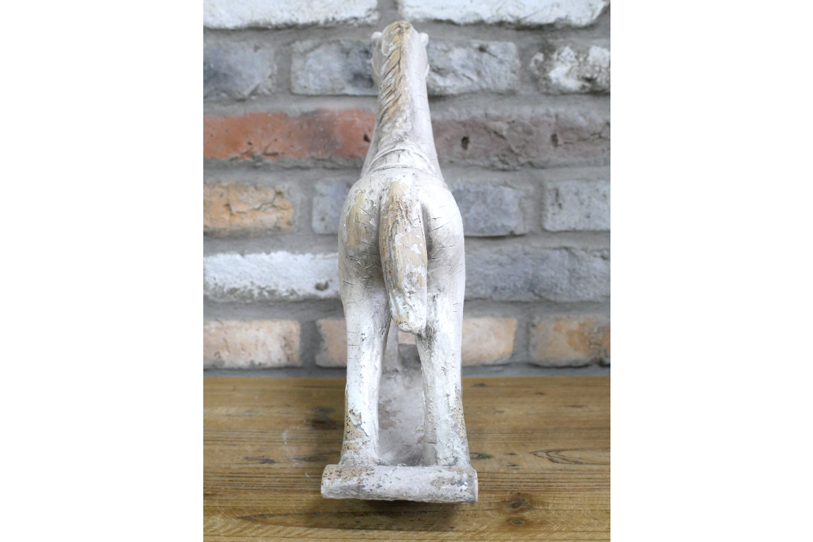 Rustic MGO Rocking Horse Sculpture - Antique White Shabby Chic Decor
