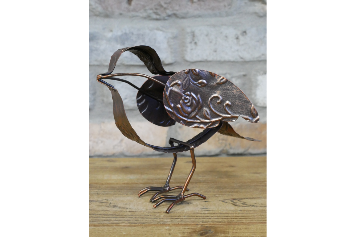 Metal Bird Sculpture - Rustic Copper Garden Ornament & Home Decor