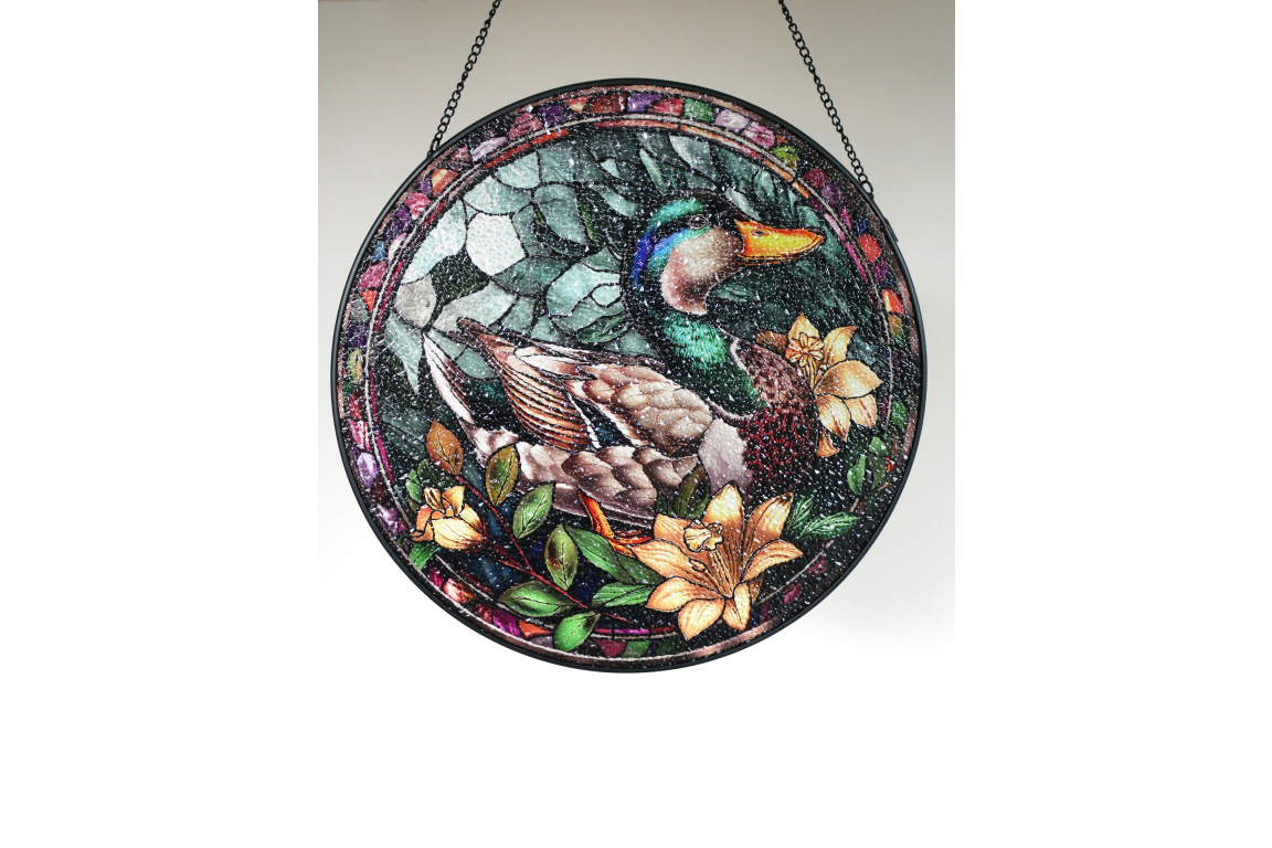 Mallard Duck Stained Glass Suncatcher Hanging Window Panel Ornament