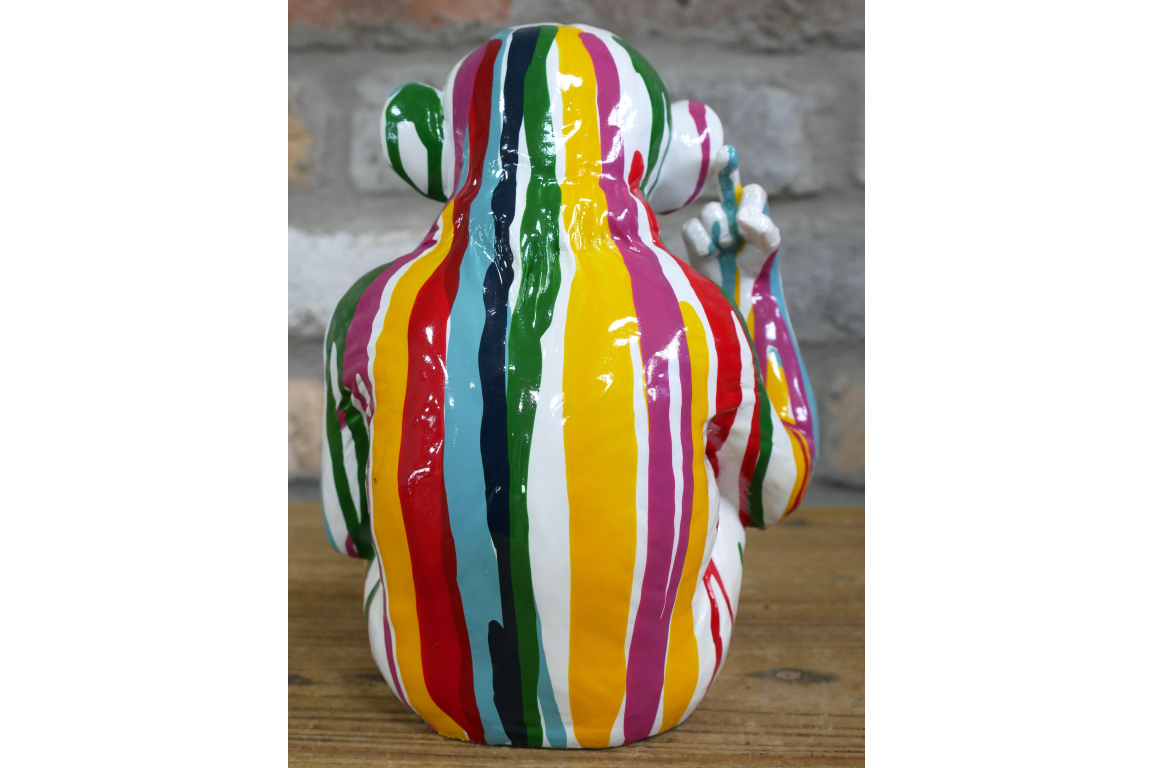 Multi-Color Paint Drip Monkey Statue - Quirky Resin Chimp Pop Art Ornament
