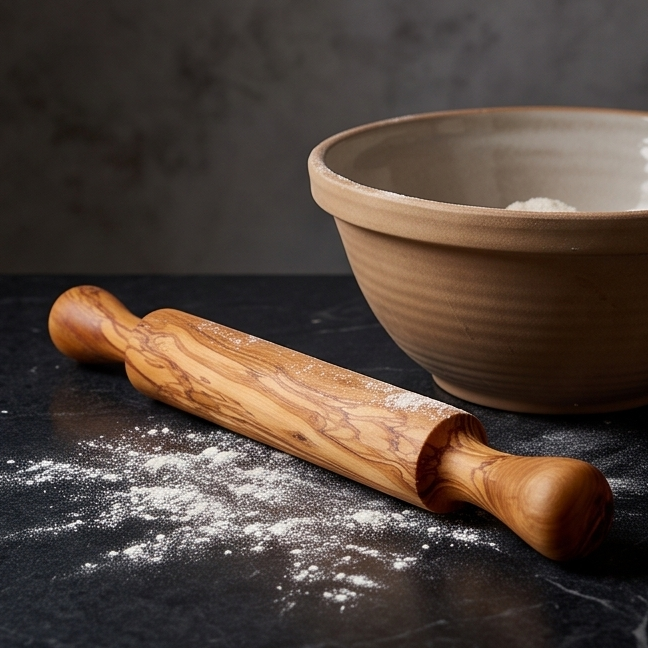 Rouleau à pâtisserie professionnel en bois d'olivier | Rouleau à pâte traditionnel en bois dur