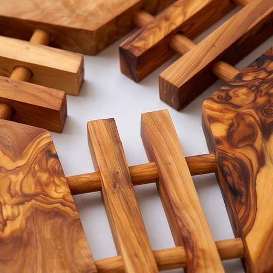 Handcrafted Olive Wood Trivet Hot Pad (19 cm) | Heat Resistant Wooden Mat