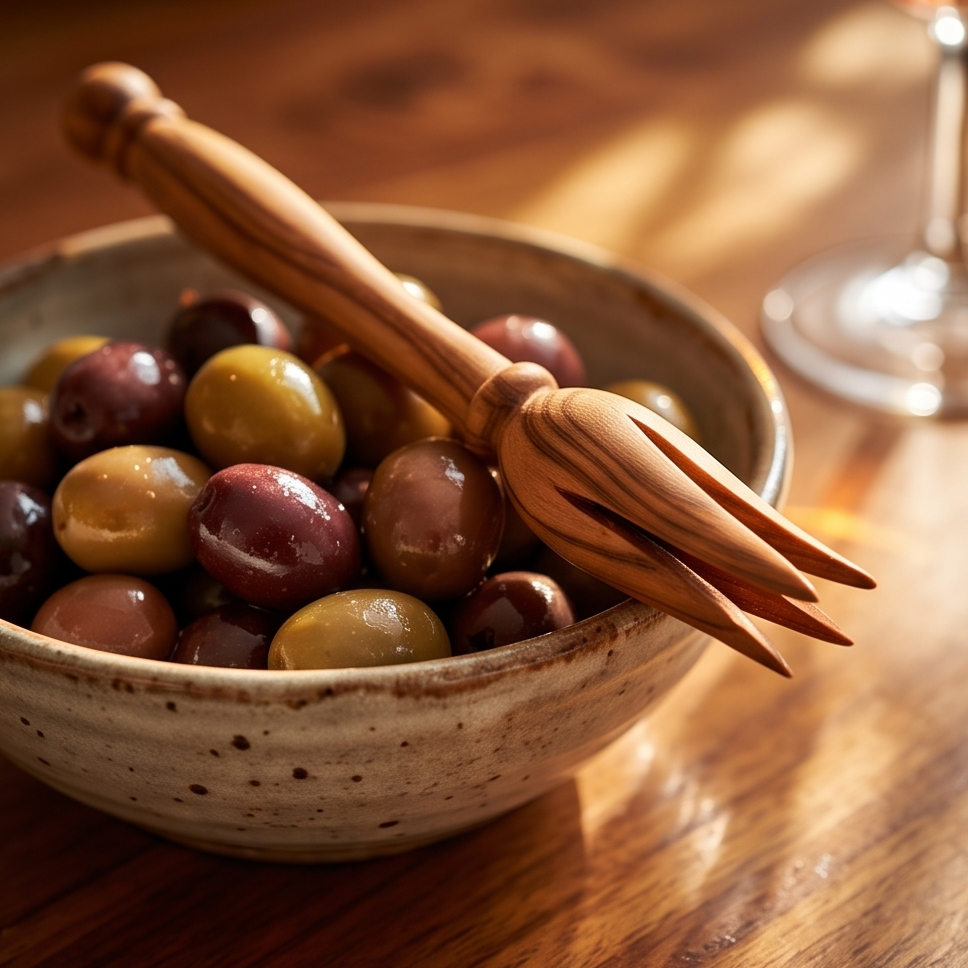 Cueille-olives en bois d'olivier 14 cm