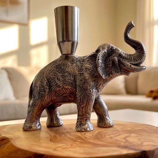 Olive wood elephant candle holder