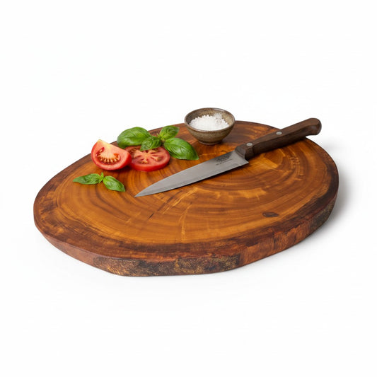 Handmade Natural Wood Trunk Slice Board | Live Edge Tree Cookie Serving & Cheese Board | Unique Growth Ring Pattern | 25–40 cm