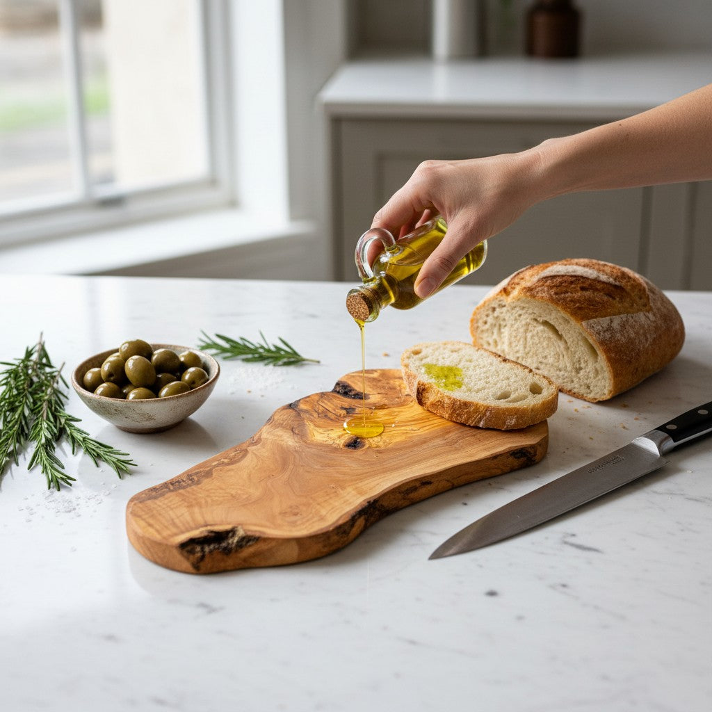 Large Handmade Olive Wood Freeform Serving Board | Extra Large Live Edge Charcuterie & Chopping Board | Unique Grain | 35–60 cm