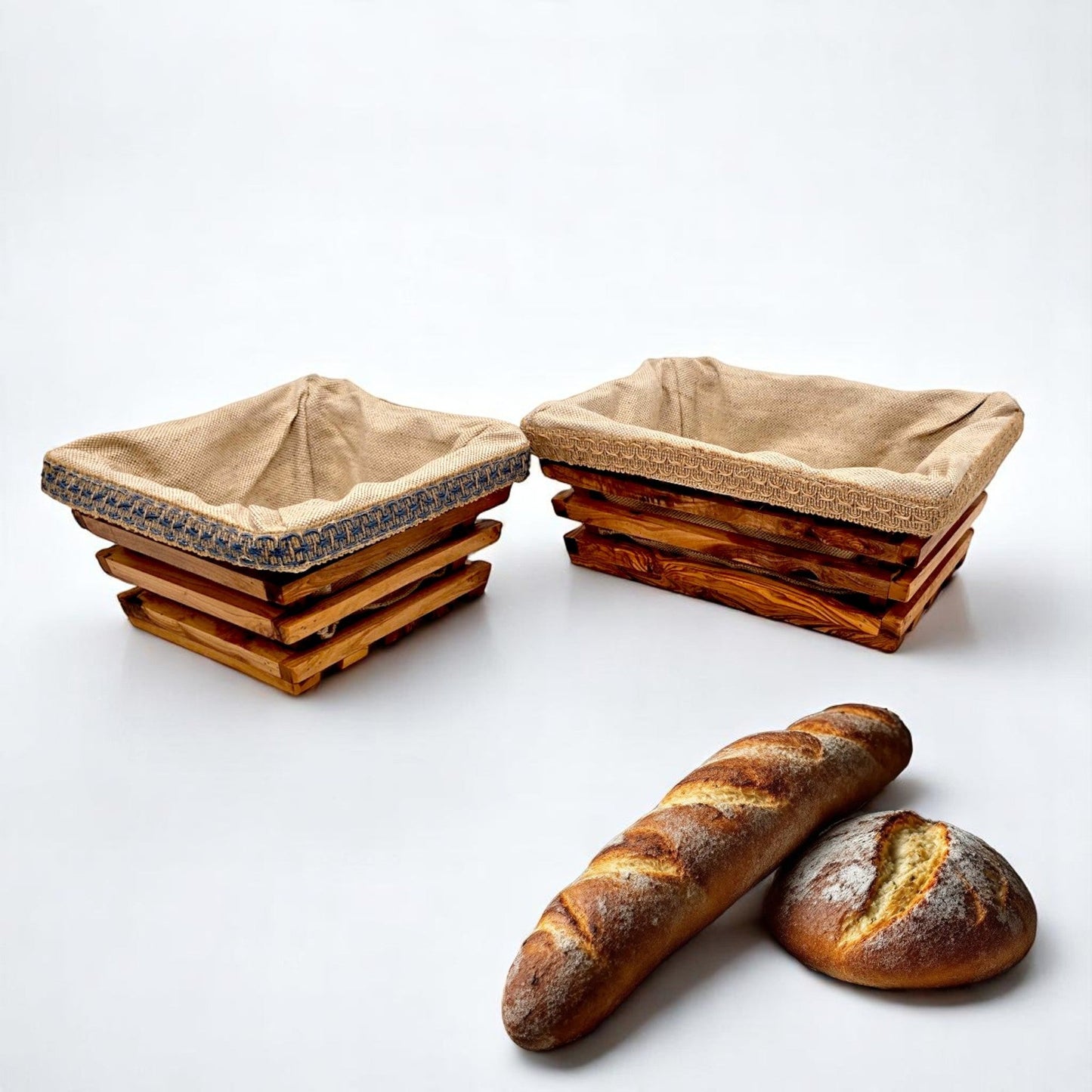Olive wood Rectangular Shaped Bread Basket 28 cm