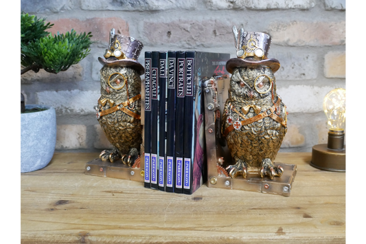 Steampunk Owl Bookends