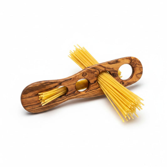 Handcrafted Olive Wood Spaghetti Measure - 4 Hole Pasta Portioning Gadget