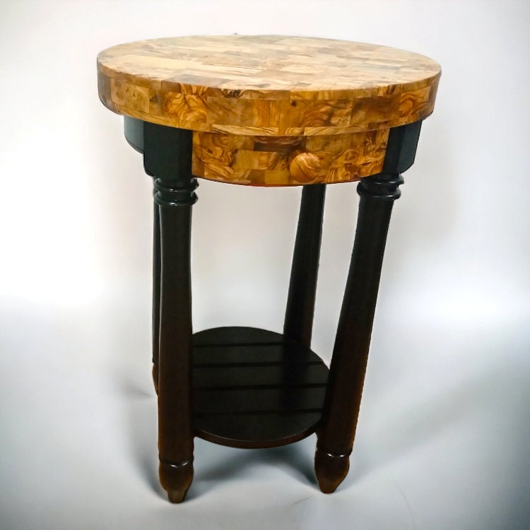 Olive Wood Butcher Block Table Island W/ Drawer