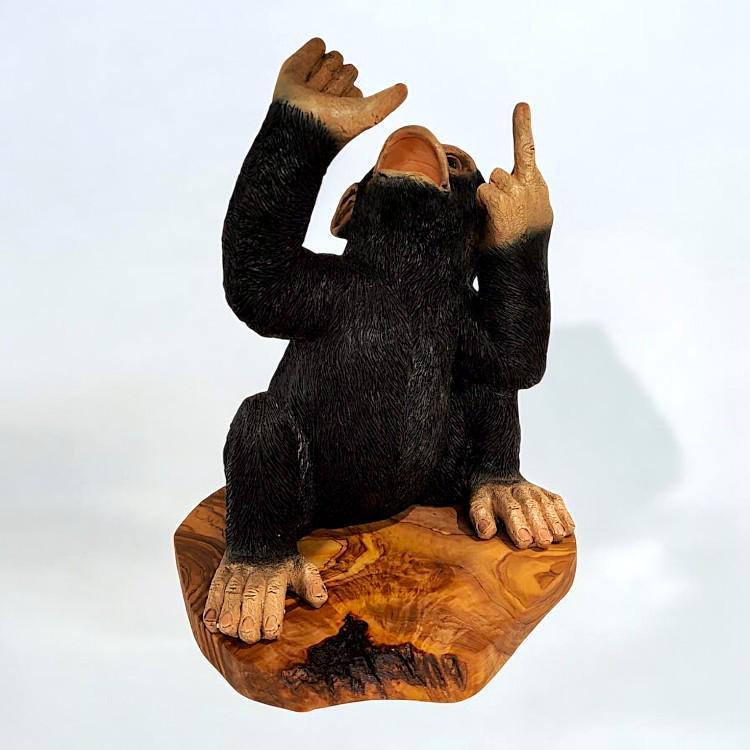 Monkey Bottle Holder Olive Wood Base