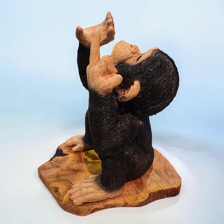 Monkey Bottle Holder Olive Wood Base