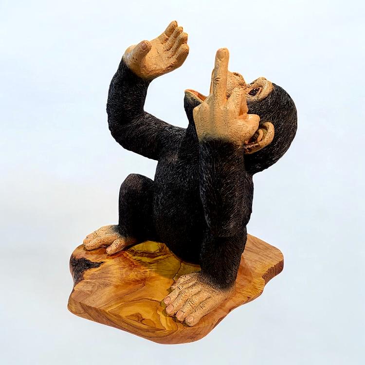 Monkey Bottle Holder Olive Wood Base