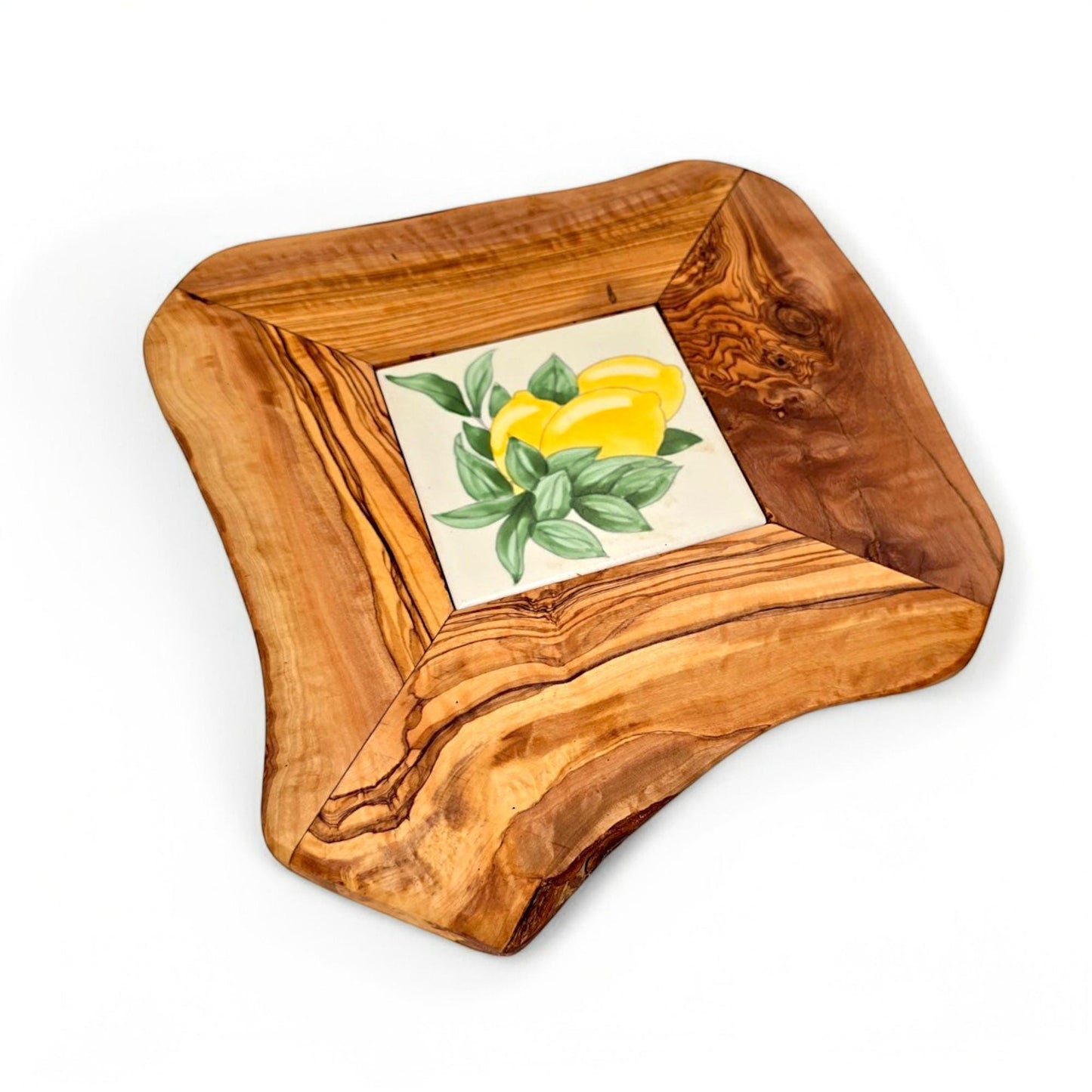 Rustic Olive Wood Ceramic Restaurant Serving Tray
