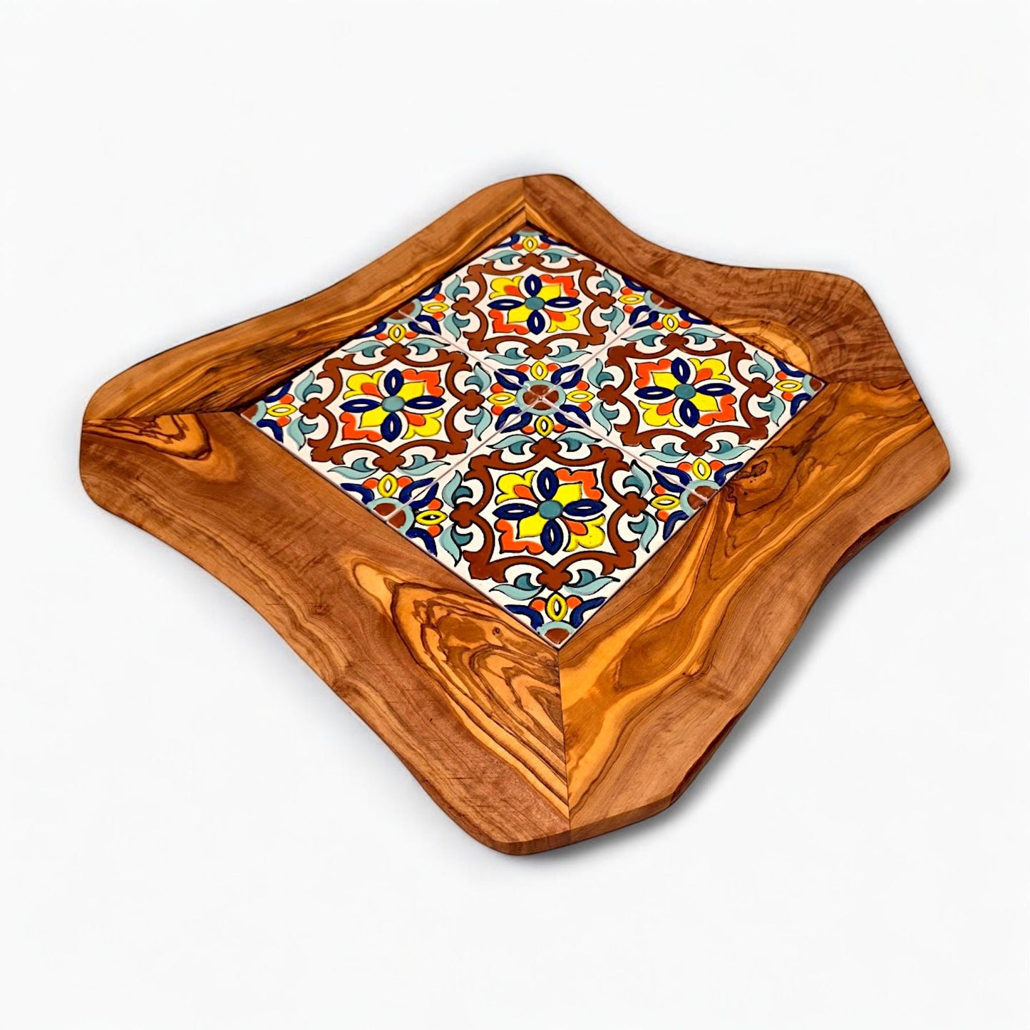 Rustic Olive Wood Ceramic Tray, serving tray, natural, handmade, gift