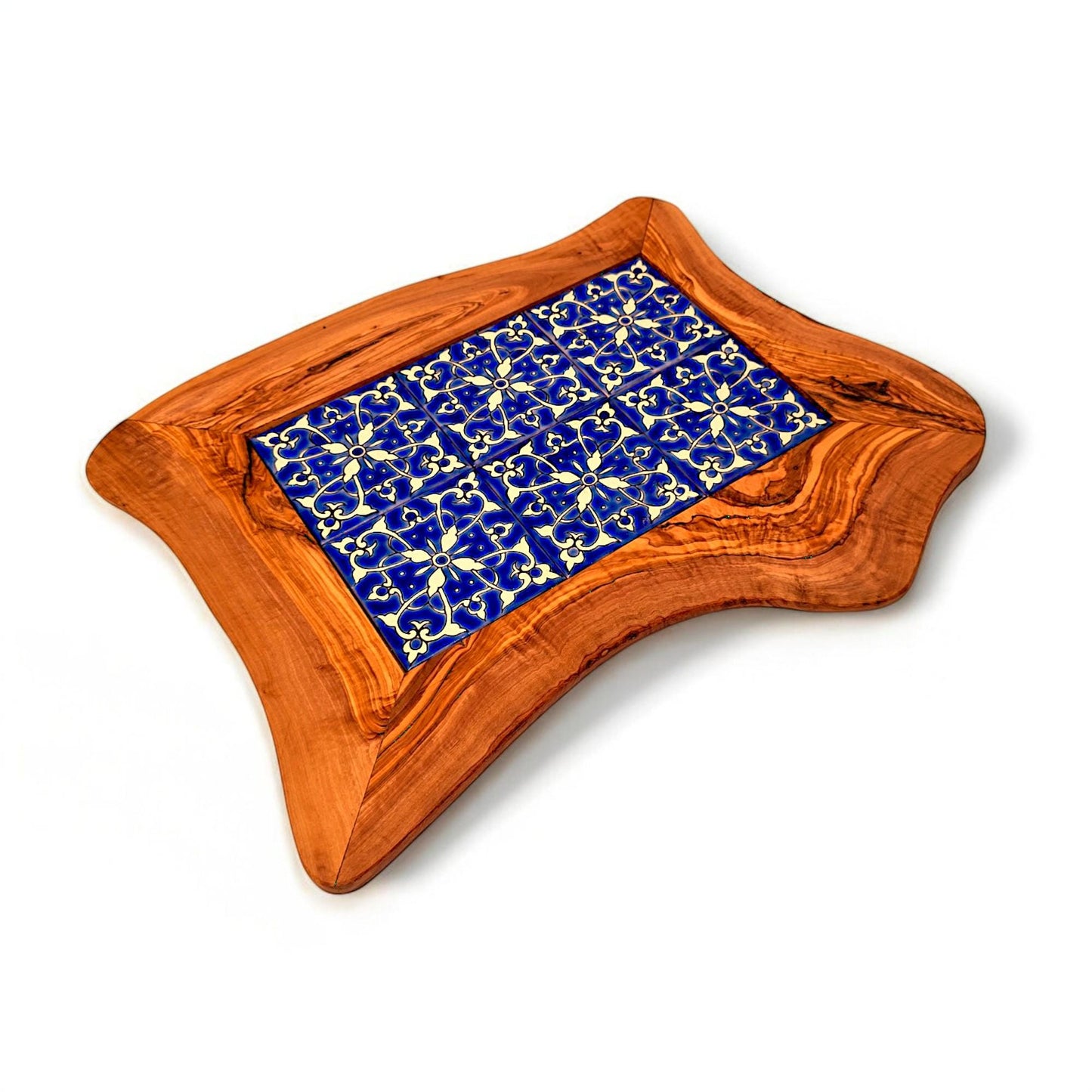Rustic Olive Wood Ceramic Tray
