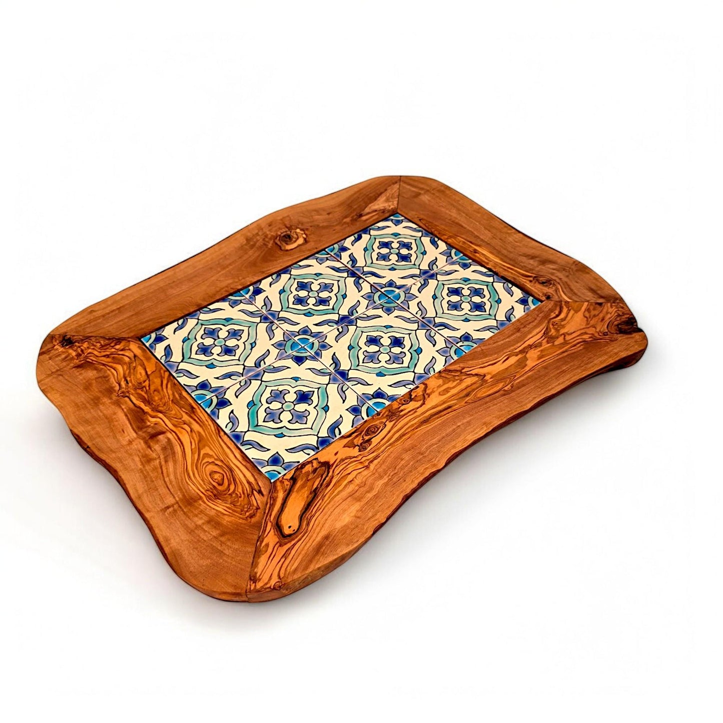 Rustic Olive Wood Ceramic Tray