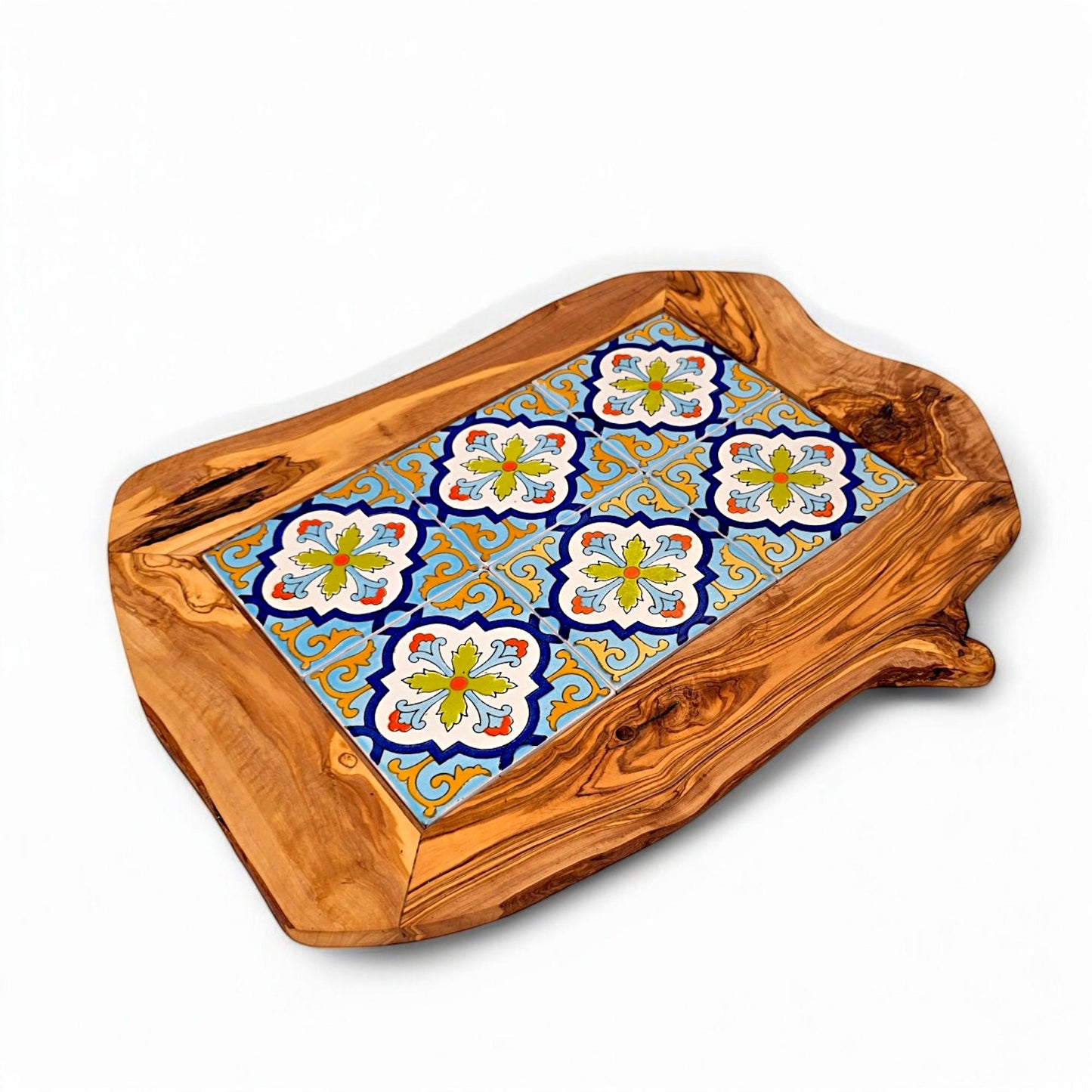 Rustic Olive Wood Ceramic Tray