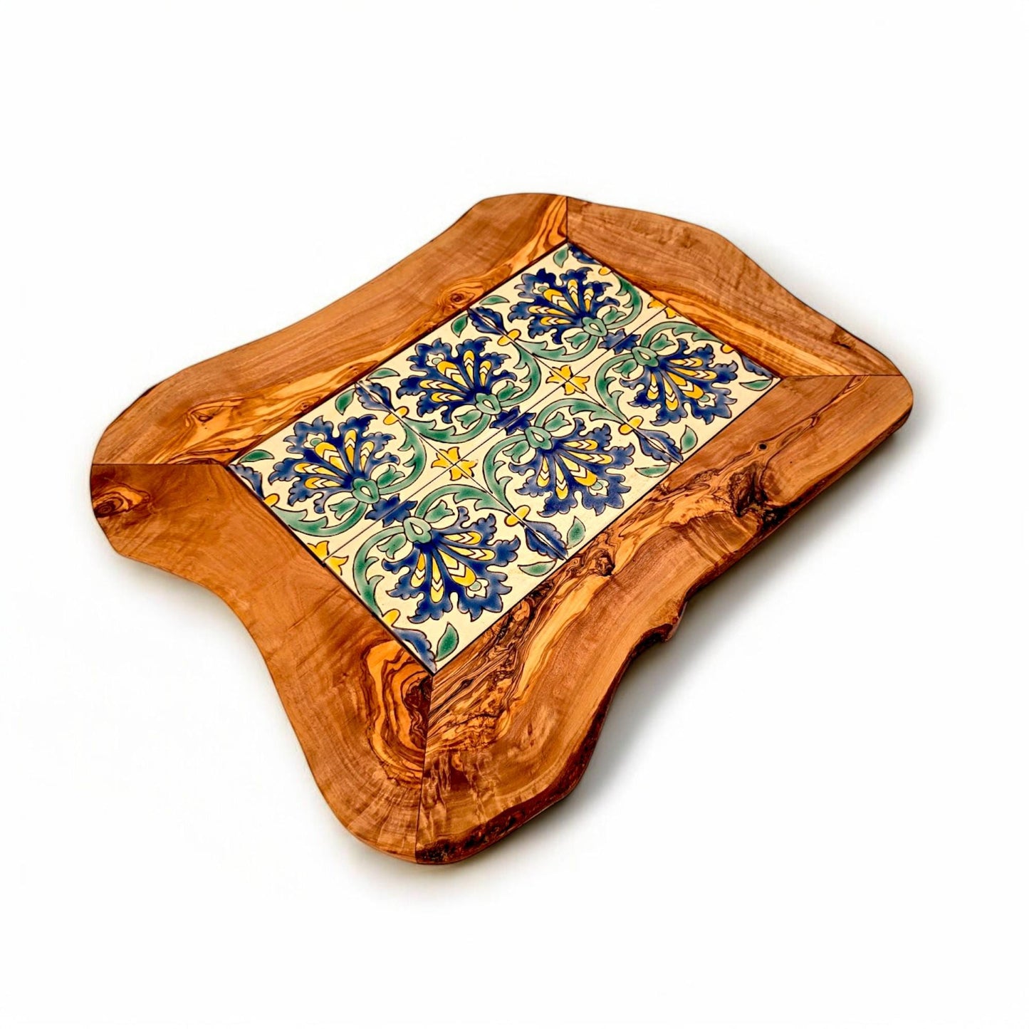 Rustic Olive Wood Ceramic Tray