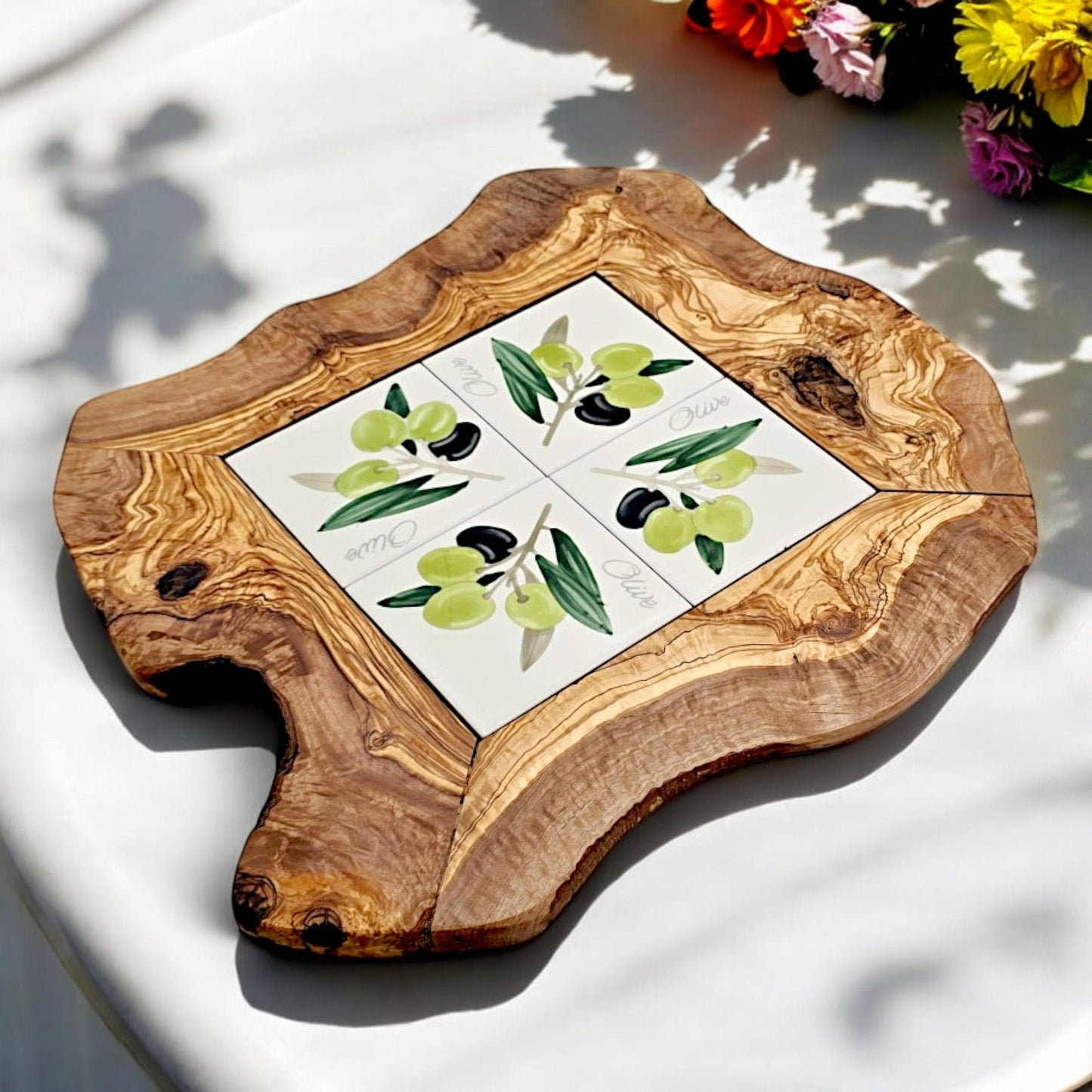 Rustic Olive Wood Ceramic Tray, serving tray, natural, handmade, gift