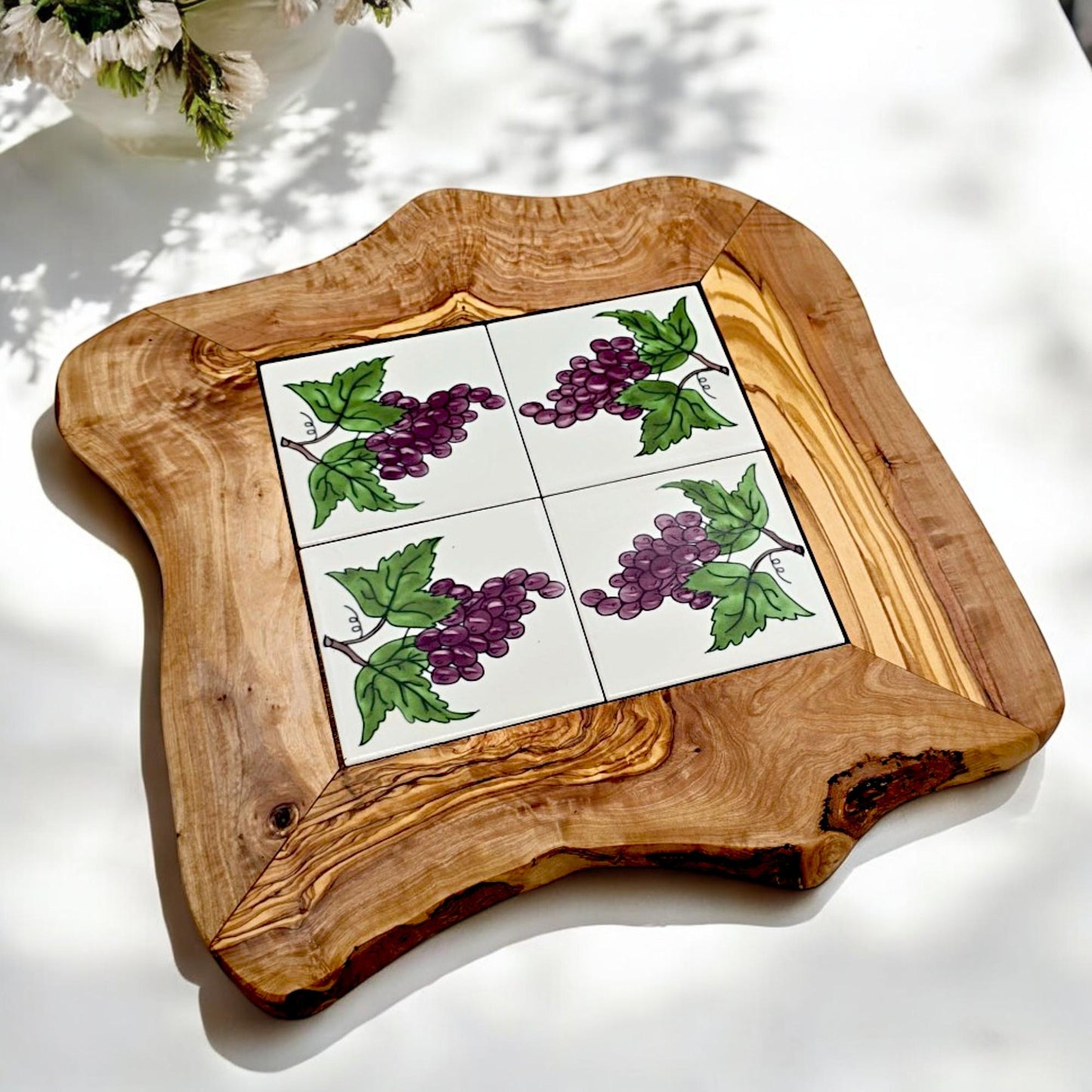 Rustic Olive Wood Ceramic Tray, serving tray, natural, handmade, gift
