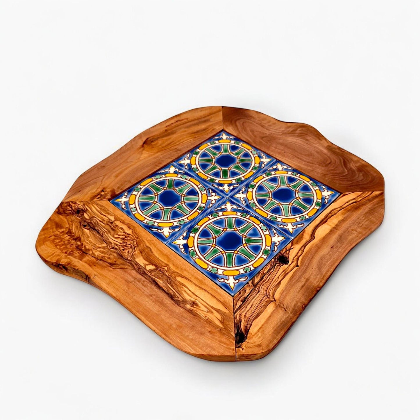 Rustic Olive Wood Ceramic Tray, serving tray, natural, handmade, gift