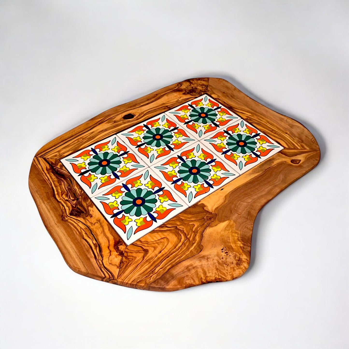 Rustic Olive Wood Ceramic Tray