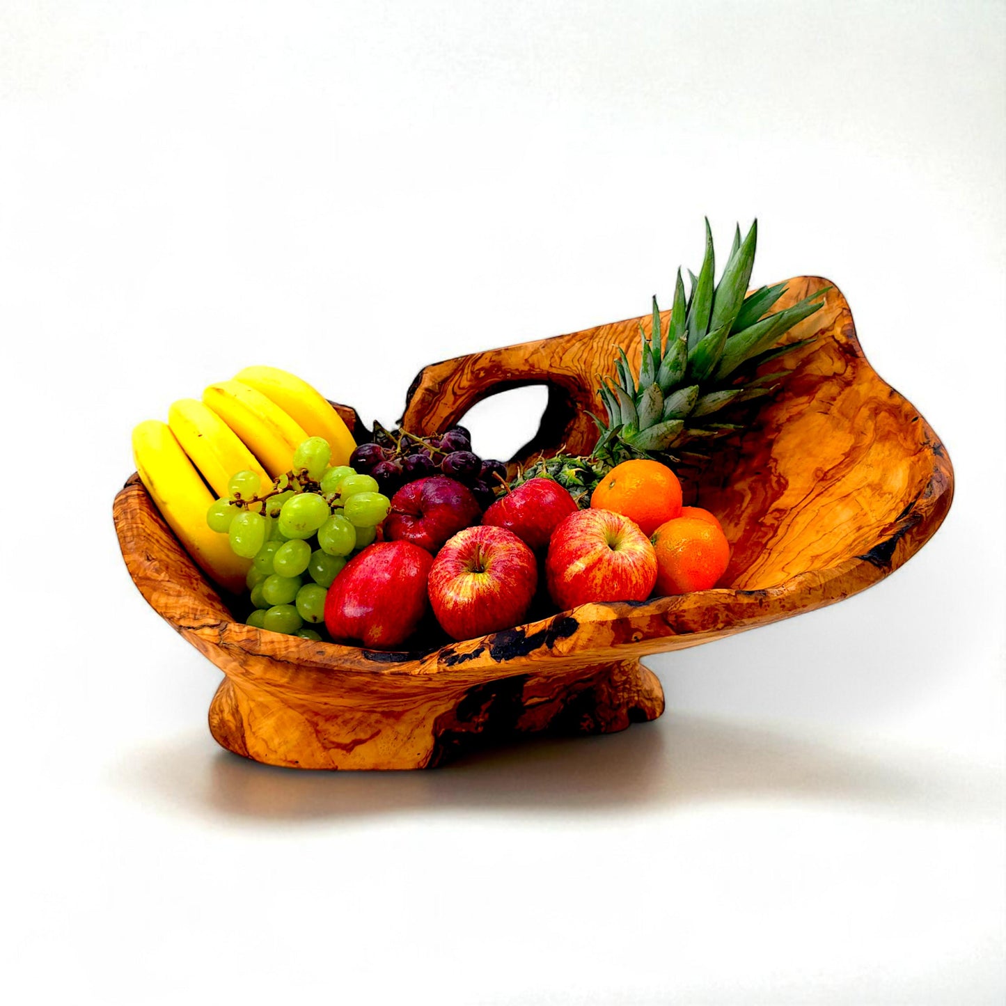 Rustic olive wood basket fruit , master piece, centrepiece