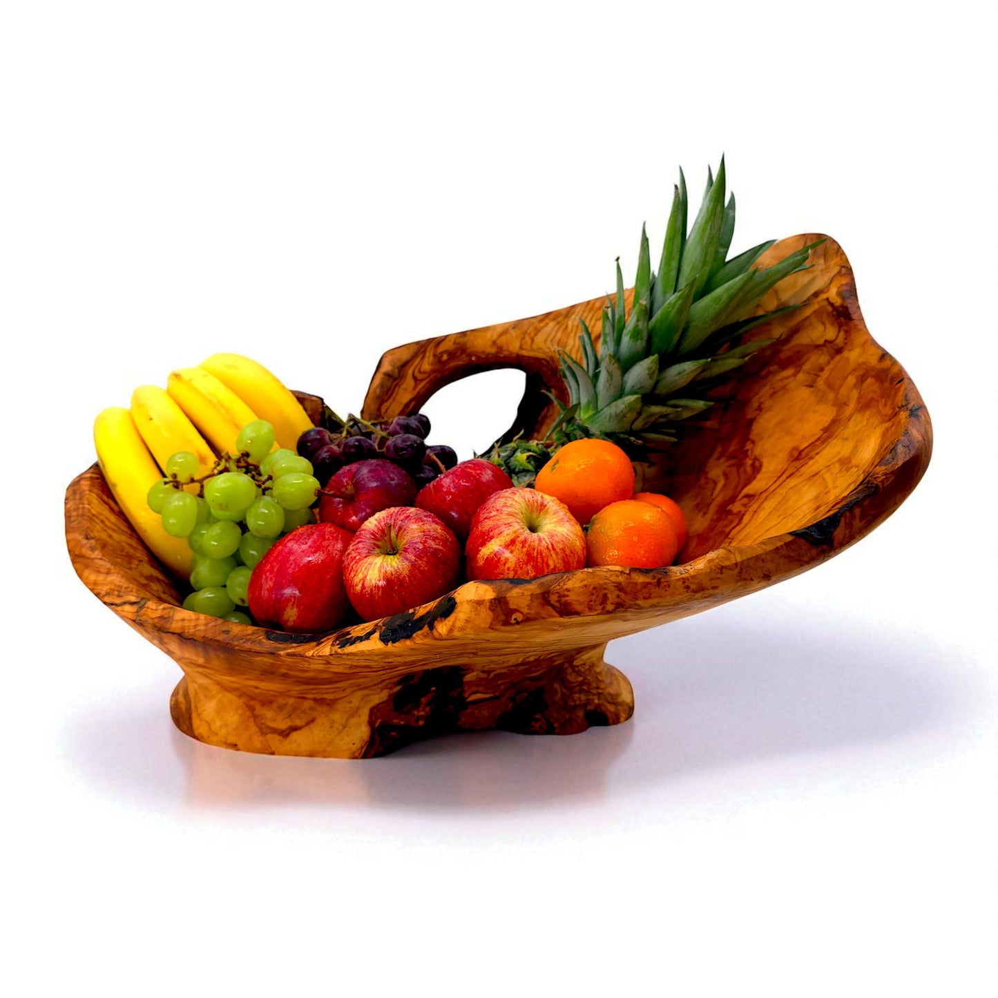 Rustic olive wood basket fruit , master piece, centrepiece