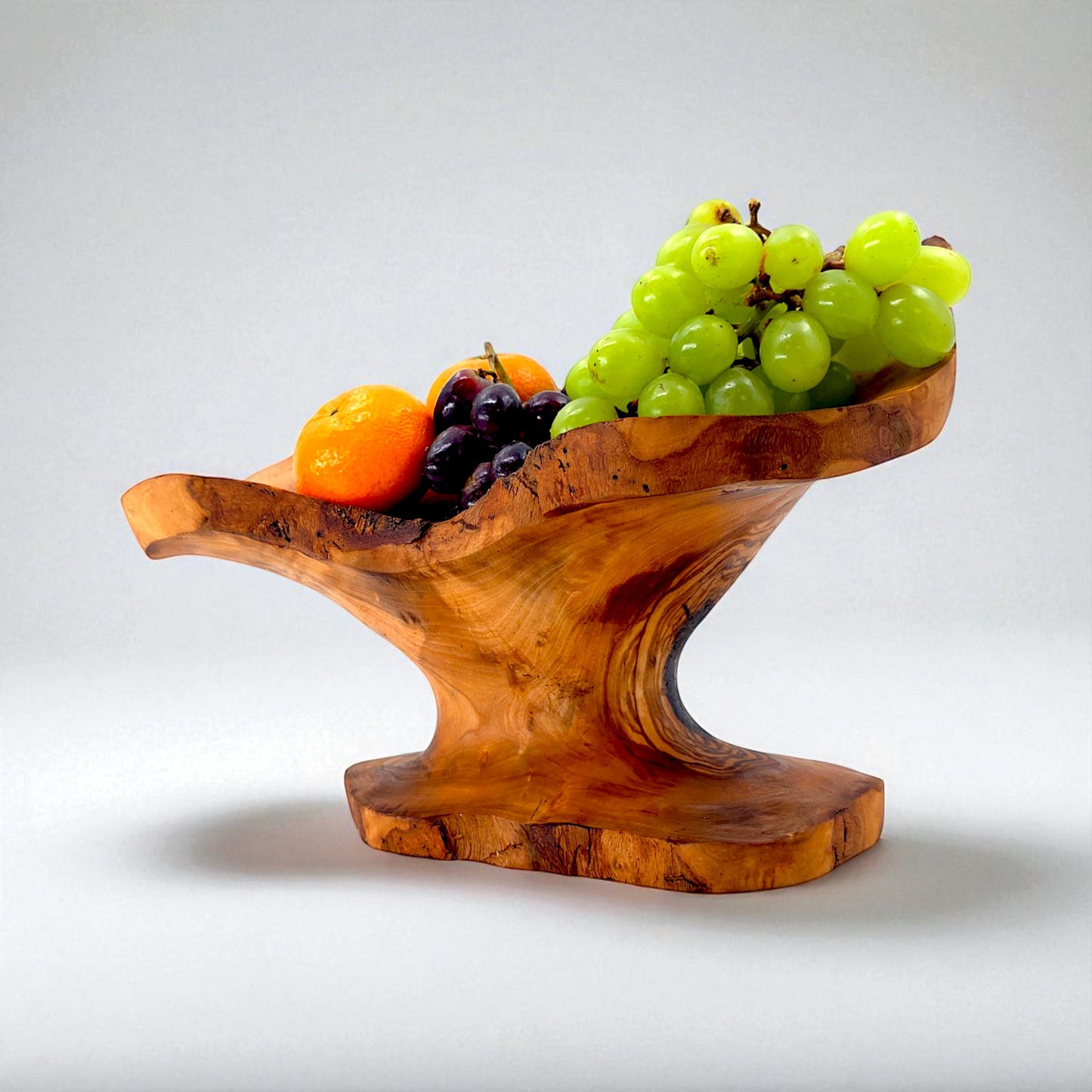 Rustic olive wood basket fruit , master piece, centrepiece