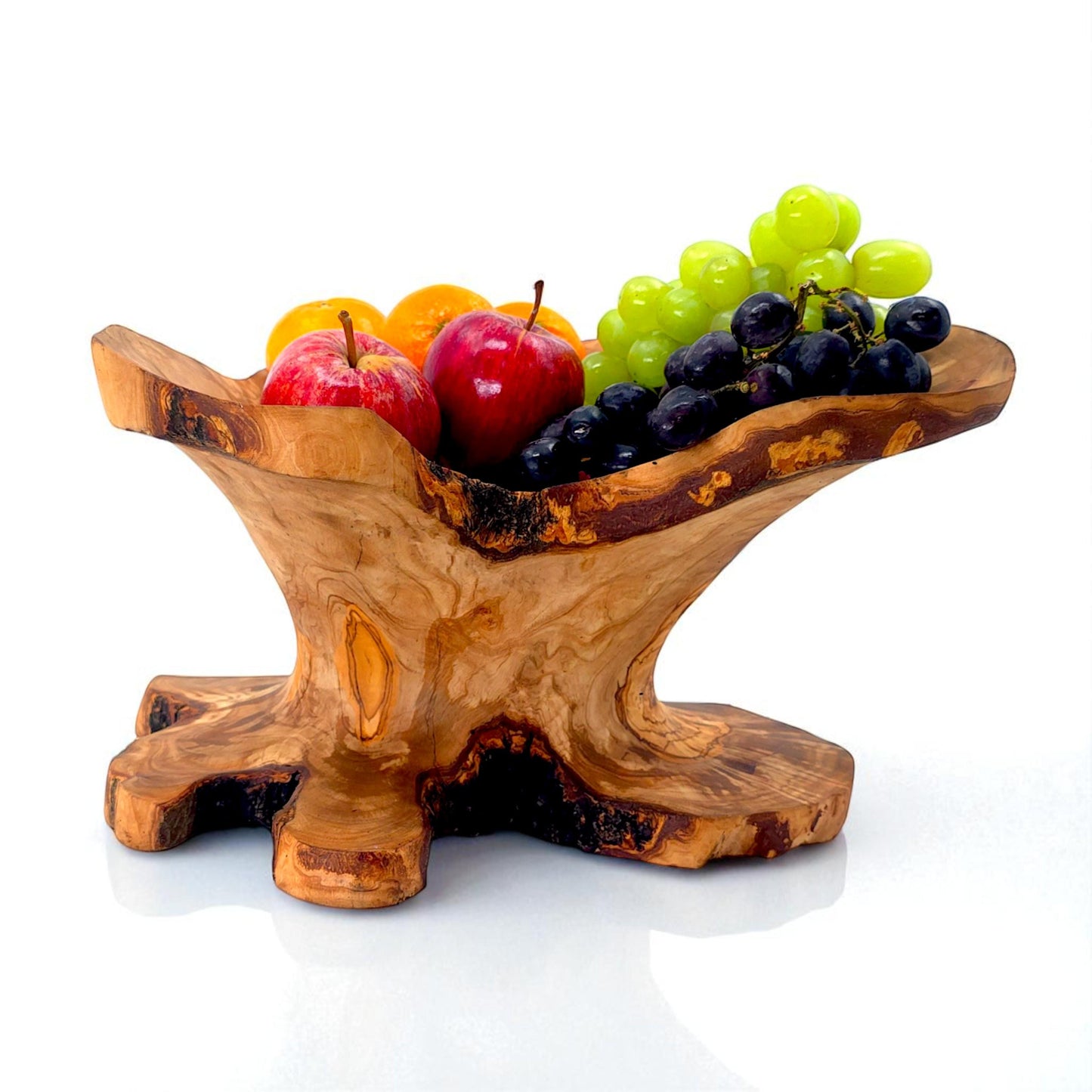 Rustic olive wood basket fruit , master piece, centrepiece