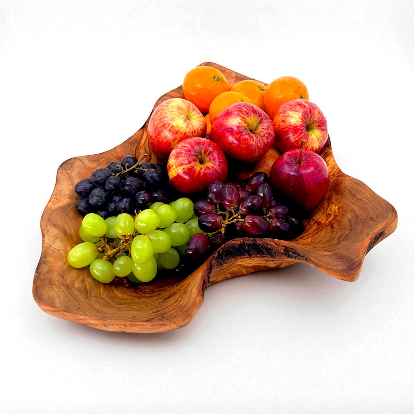 Rustic olive wood basket fruit , master piece, centrepiece