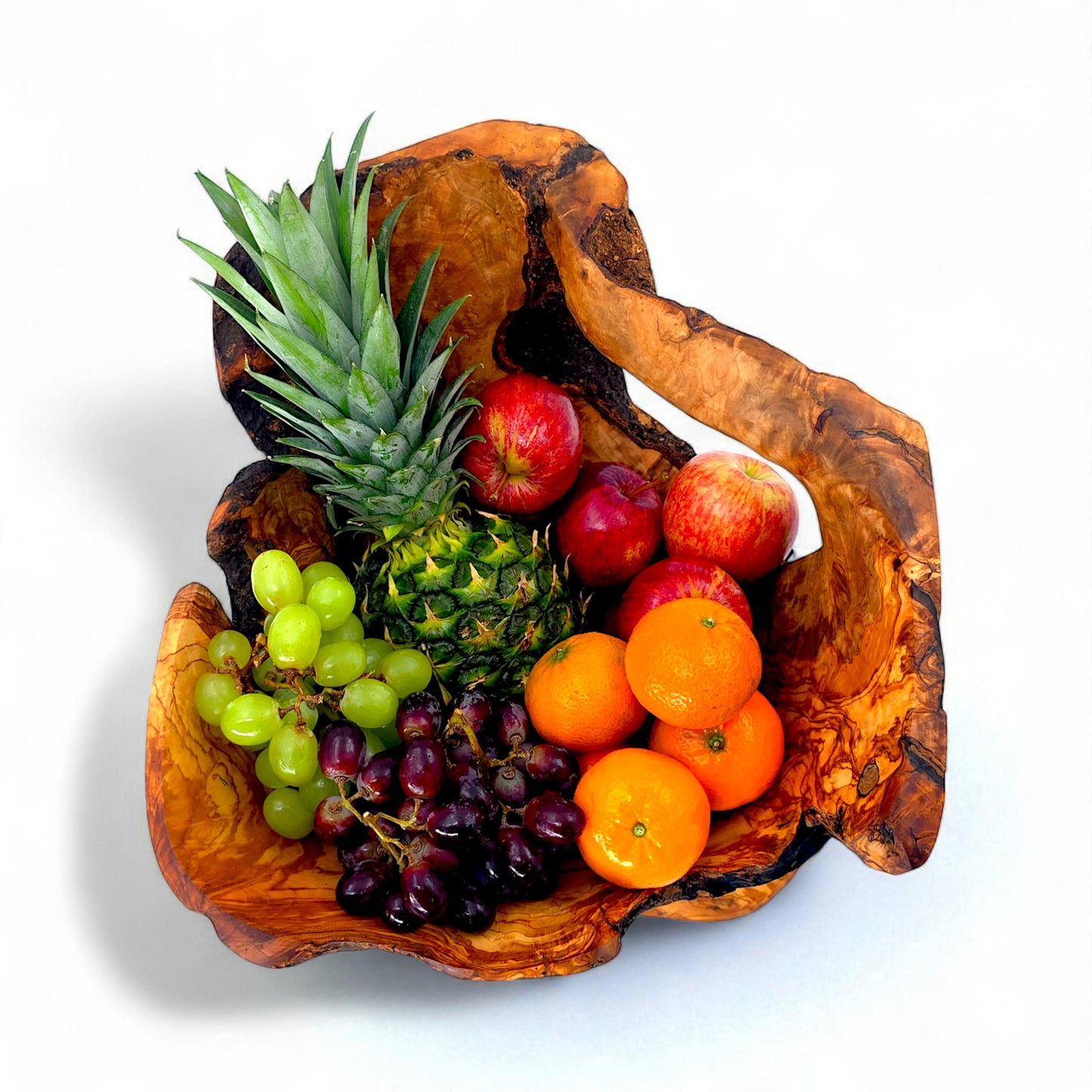 Rustic olive wood basket fruit , master piece, centrepiece