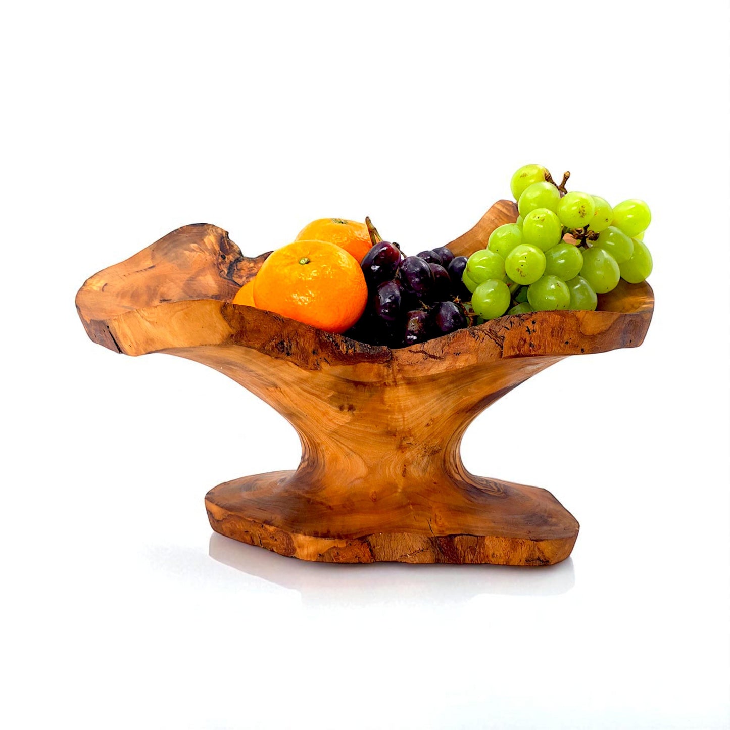 Rustic olive wood basket fruit , master piece, centrepiece