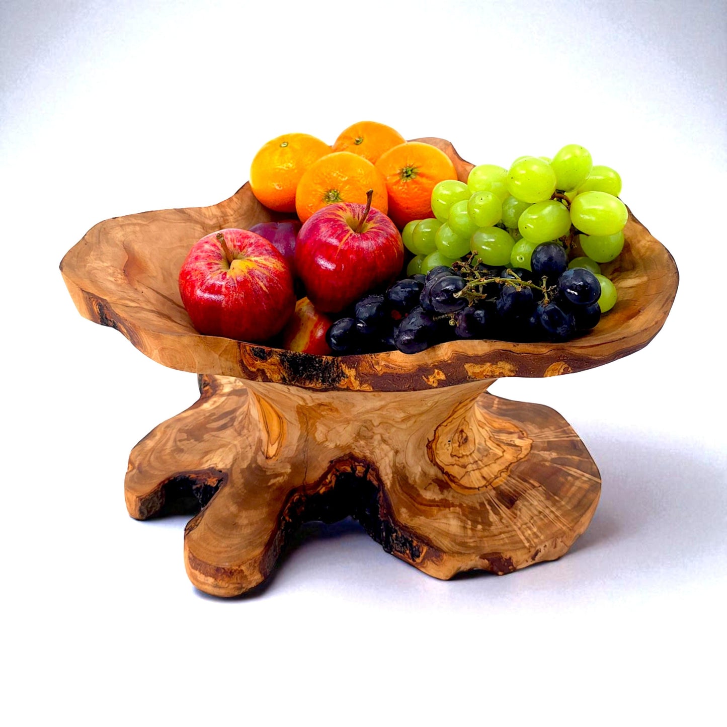 Rustic olive wood basket fruit , master piece, centrepiece