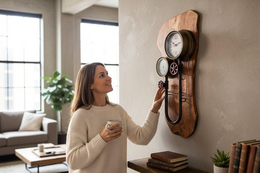 Live Edge Olive Wood wall pipe clock
