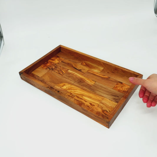 Olive wood Handcrafted Bread Cutting Board With Removable Slotted Cutting Grill And Base Serving Tray Crumb Catcher | Various Sizes