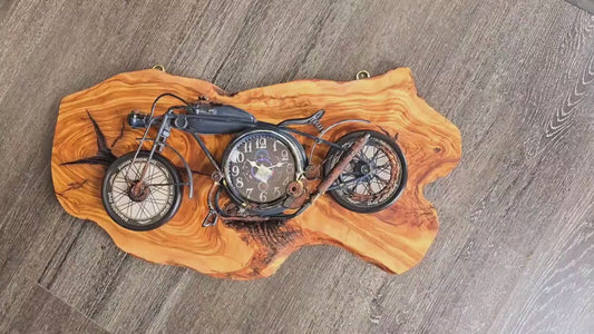 Beautiful rustic motorbike clock