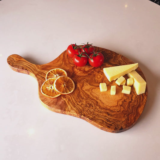 Olive Wood Medium Cutting Board with Handle 39 cm