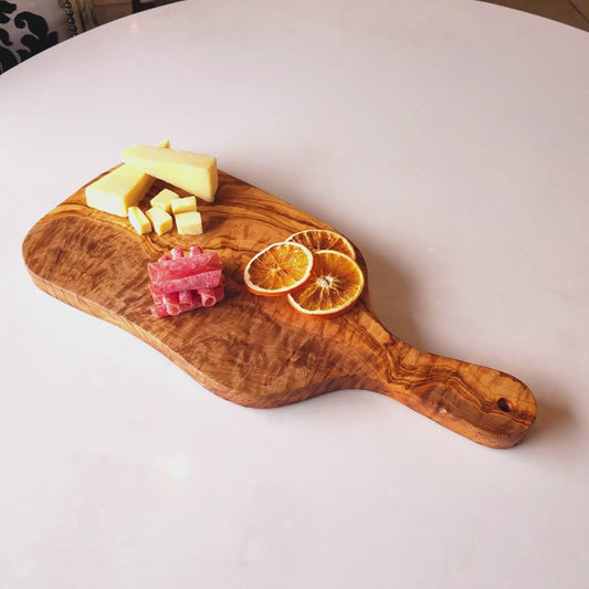Olive Wood Small Charcuterie Board Wooden Serving Platter W/ Handle | Various Sizes