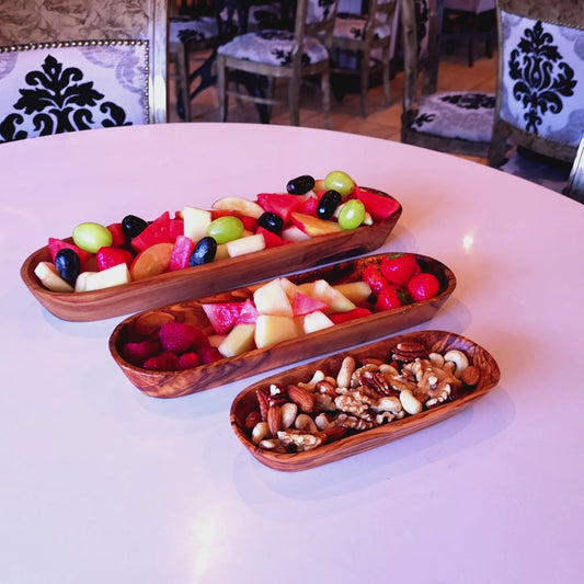 Olive Wood Handcrafted Wooden Bread / Multipurpose Food Display Tray