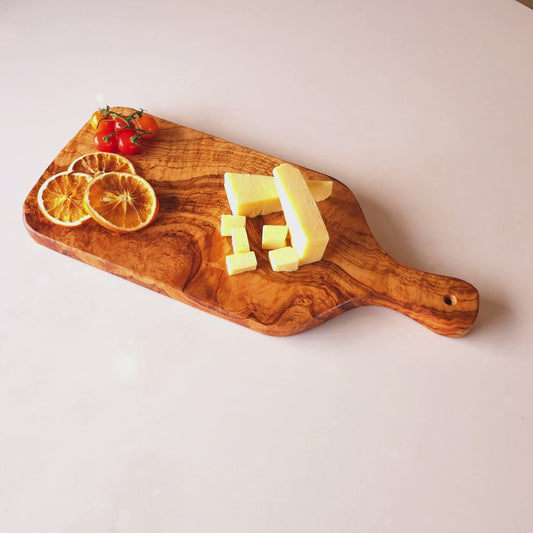Olive Wood Solid Chopping/Cutting/Charcuterie Board W/ Handle