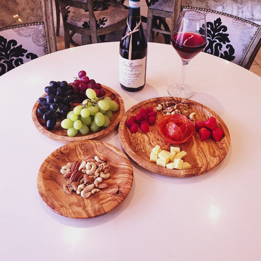 Set of 3 Olive Wood Wooden Plates