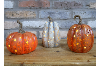 Set Of 3 Light Up Pumpkins