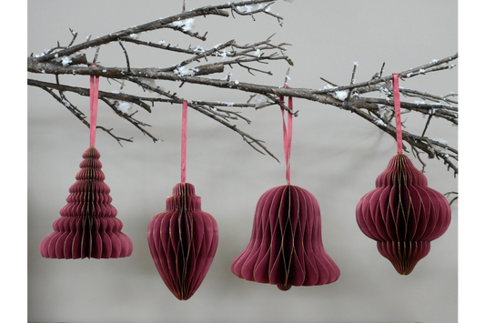 Set Of 4 Decorations (15cm) - Red