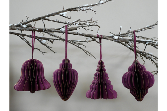 Set Of 4 Decorations (15cm) - Purple
