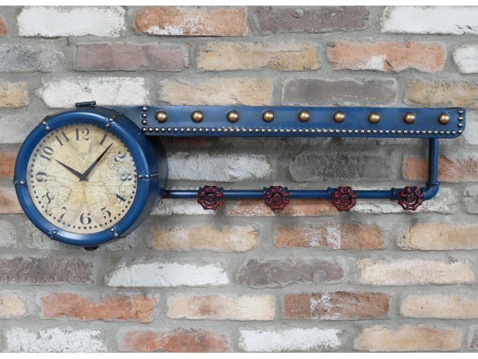 Shelf With Clock & Hooks
